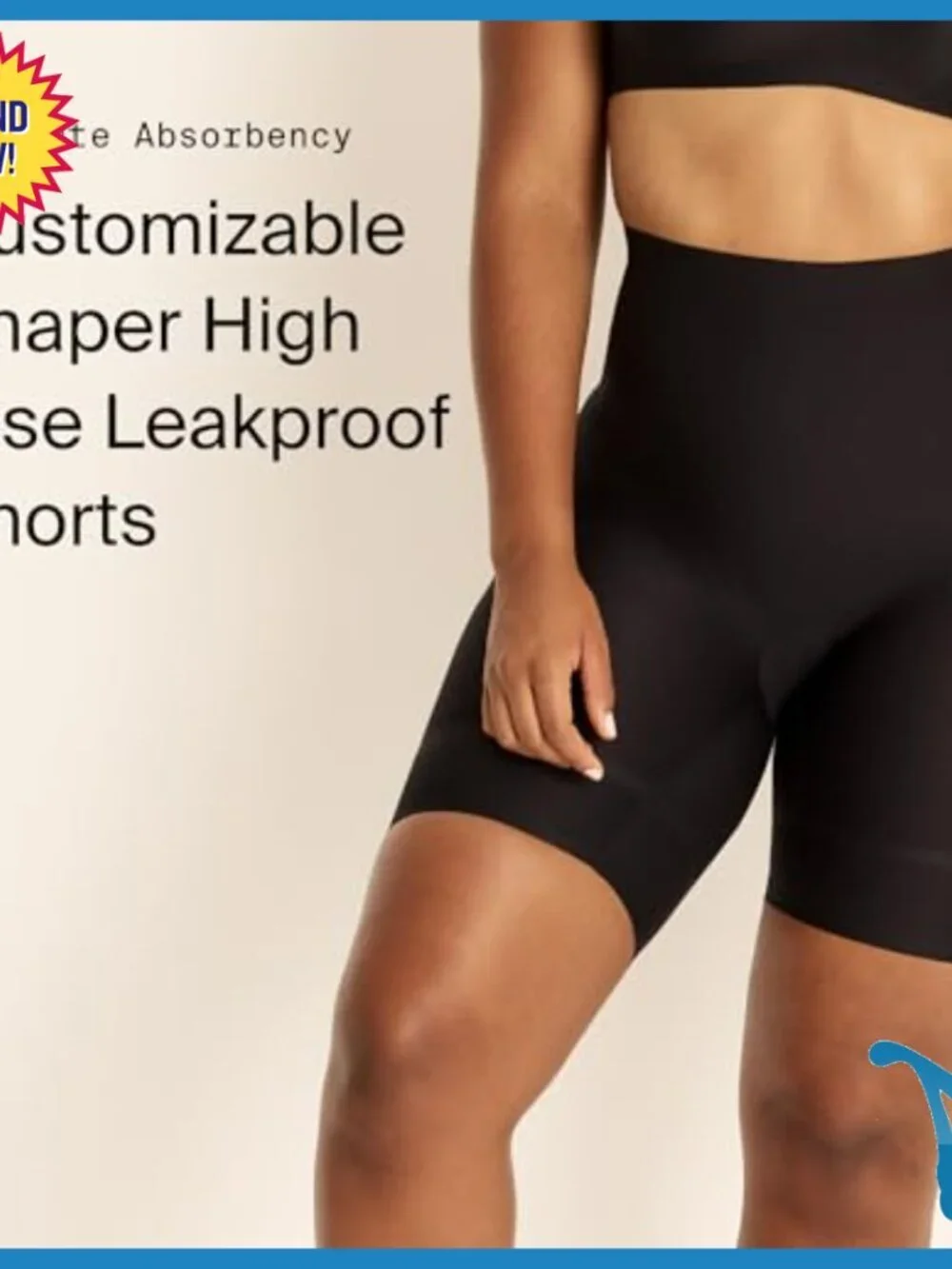 High Rise Leakproof Shapewear Shorts Large Moderate Flow Absorbs 4 Tampons
